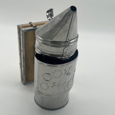 Metal Bee Smoker with Leather Back